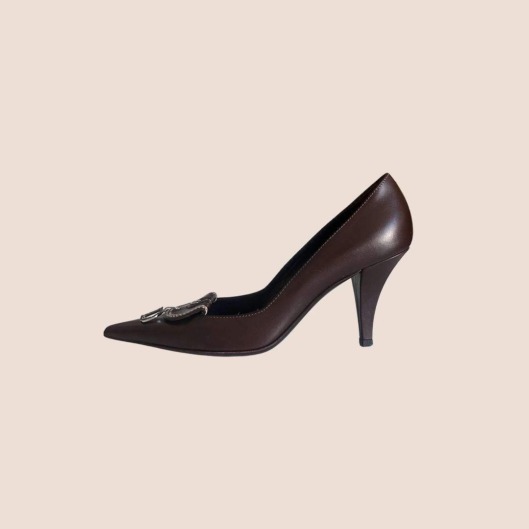 CHRISTIAN D1OR BROWN C&amp;D CHARM PUMPS