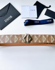C D1OR Diamond Canvas Reversible Belt w/ CD Diamond Buckle 40 MM Coffee