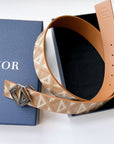 C D1OR Diamond Canvas Reversible Belt w/ CD Diamond Buckle 40 MM Coffee