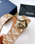 C D1OR Diamond Canvas Reversible Belt w/ CD Diamond Buckle 40 MM Coffee