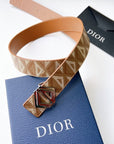 C D1OR Diamond Canvas Reversible Belt w/ CD Diamond Buckle 40 MM Coffee