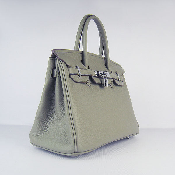 HMS Birkin 30cm Togo Leather Handbags Dark Grey Silver