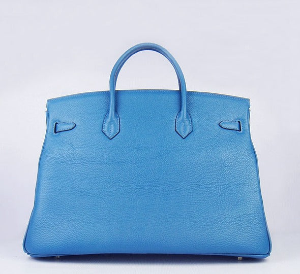 HMS Birkin 35cm Togo Leather Handbags 6099 Blue Golden