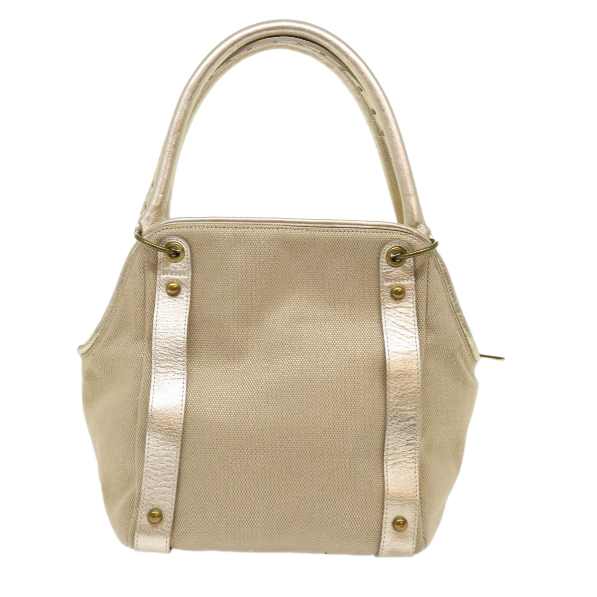 BBERRY Blue Label Shoulder Bag Canvas Leather Beige Auth cl649