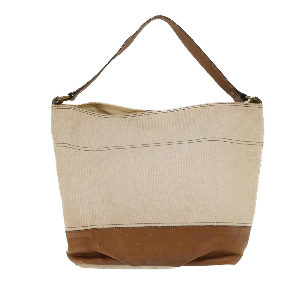 BBERRY Blue Label Shoulder Bag Canvas Beige Auth cl702