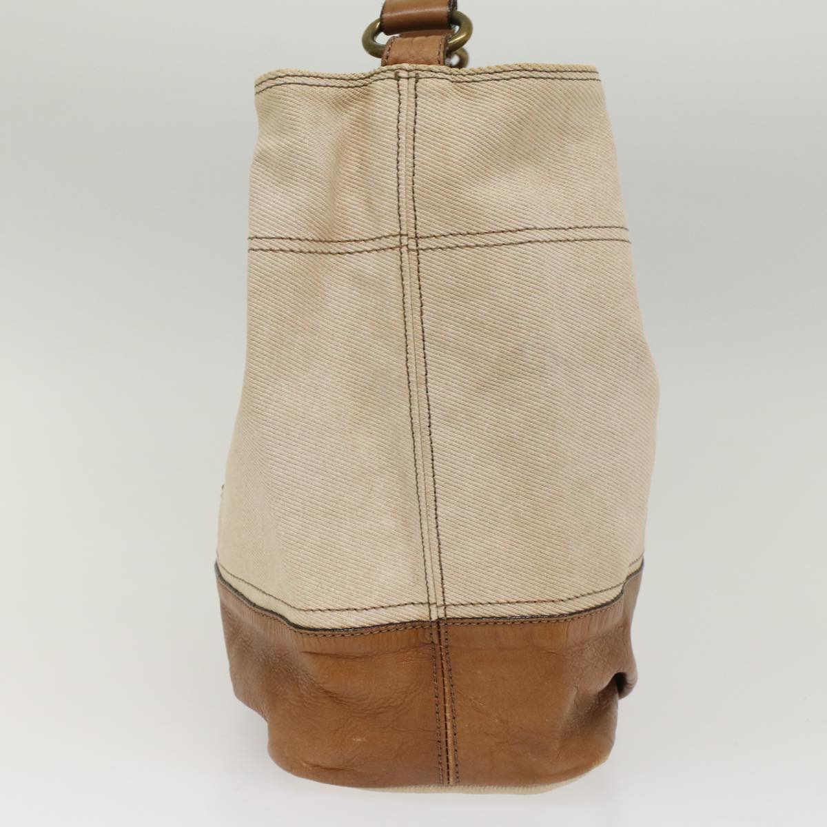 BBERRY Blue Label Shoulder Bag Canvas Beige Auth cl702