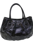 BBERRY Blue Label Shoulder Bag Coated Canvas Black Auth cl755