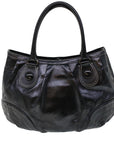 BBERRY Blue Label Shoulder Bag Coated Canvas Black Auth cl755