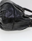 BBERRY Blue Label Shoulder Bag Coated Canvas Black Auth cl755