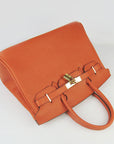 HMS Birkin 30cm Togo Leather Handbags Orange Golden