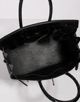 HMS Birkin 30cm Crocodile Leather Bag With Strap Black Gold