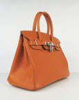 HMS Birkin 30cm Togo Leather Handbags Orange Silver