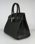 HMS Birkin 30cm Togo Leather Handbags Black Silver