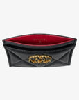 19 Gold Chain Logo Quilted Lambskin Card Wallet Black CH