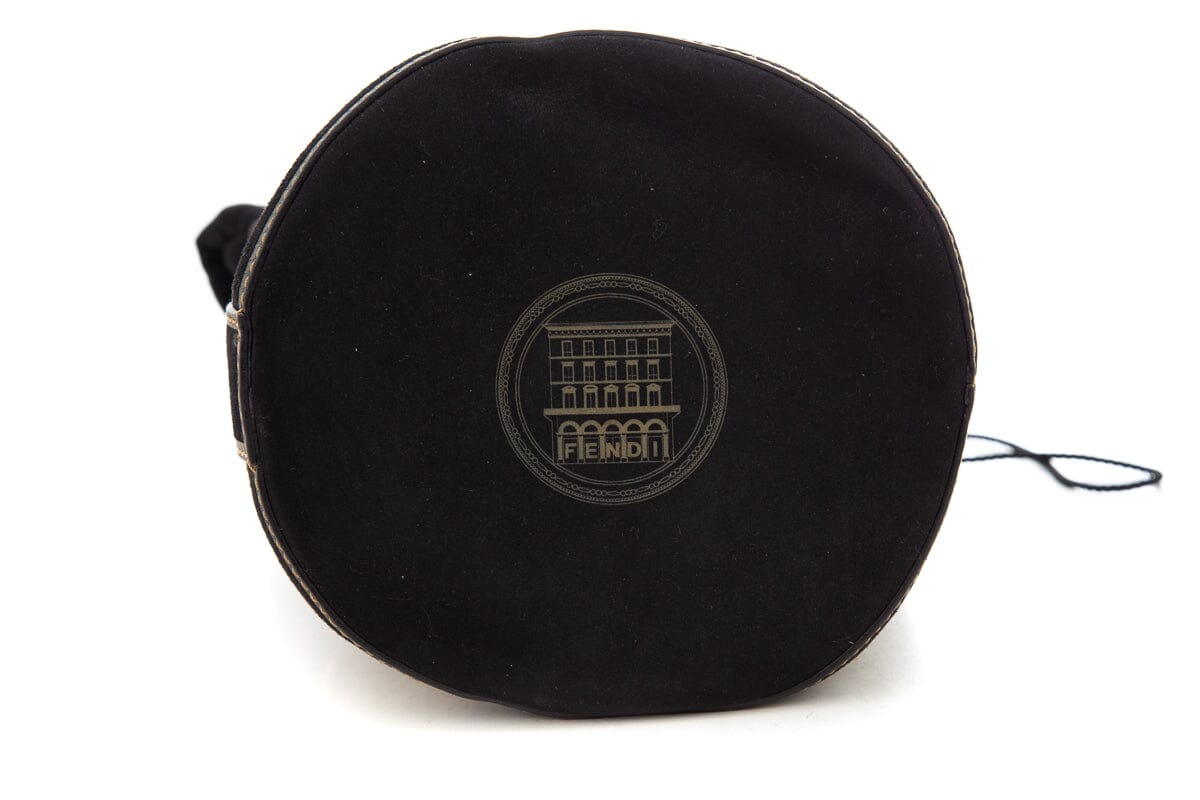 FNDI Black &amp; Gold Baroque Suede Palazzo Bucket Bag