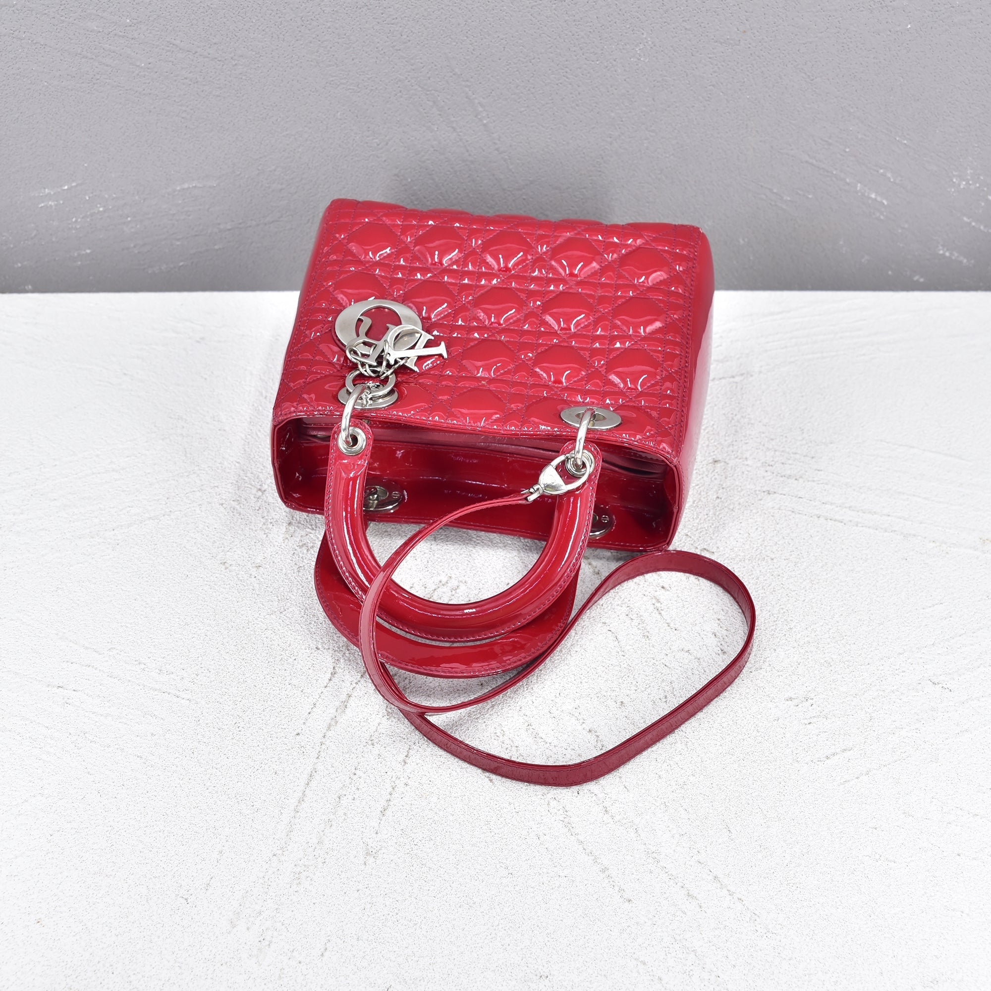 Cannage Patent Leather Lady D1OR Bag