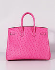 HMS Birkin 35cm Ostrich Leather Bag Rose Gold