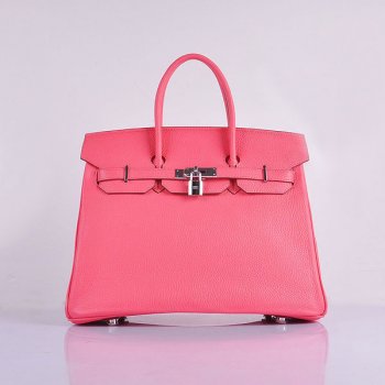 HMS Birkin 35cm Togo Leather Handbags Lip Pink Silver