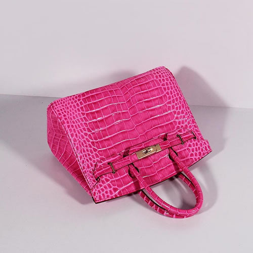 HMS Birkin 30cm Crocodile Leather Bag With Strap Rose Gold