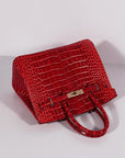 HMS Birkin 30cm Crocodile Leather Bag With Strap Red Gold