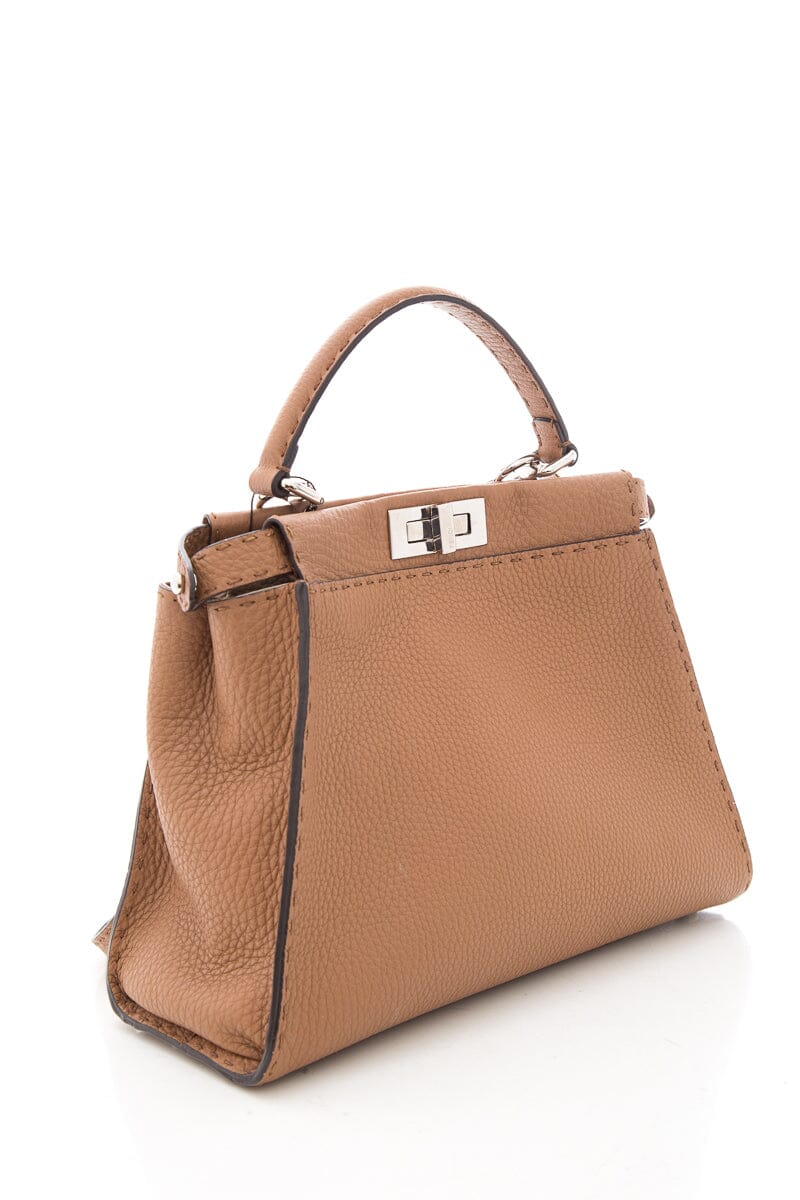 FNDI Brown Leather Medium Peak-A-Boo Handbag