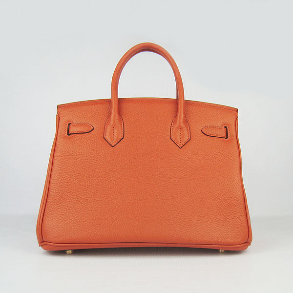 HMS Birkin 30cm Togo Leather Handbags Orange Golden