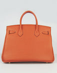 HMS Birkin 30cm Togo Leather Handbags Orange Golden