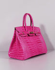 HMS Birkin 35cm Crocodile Leather Handbag Rose Gold