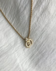 Christian D1OR CD Logo Stone Necklace Gold Vintage y4muz6