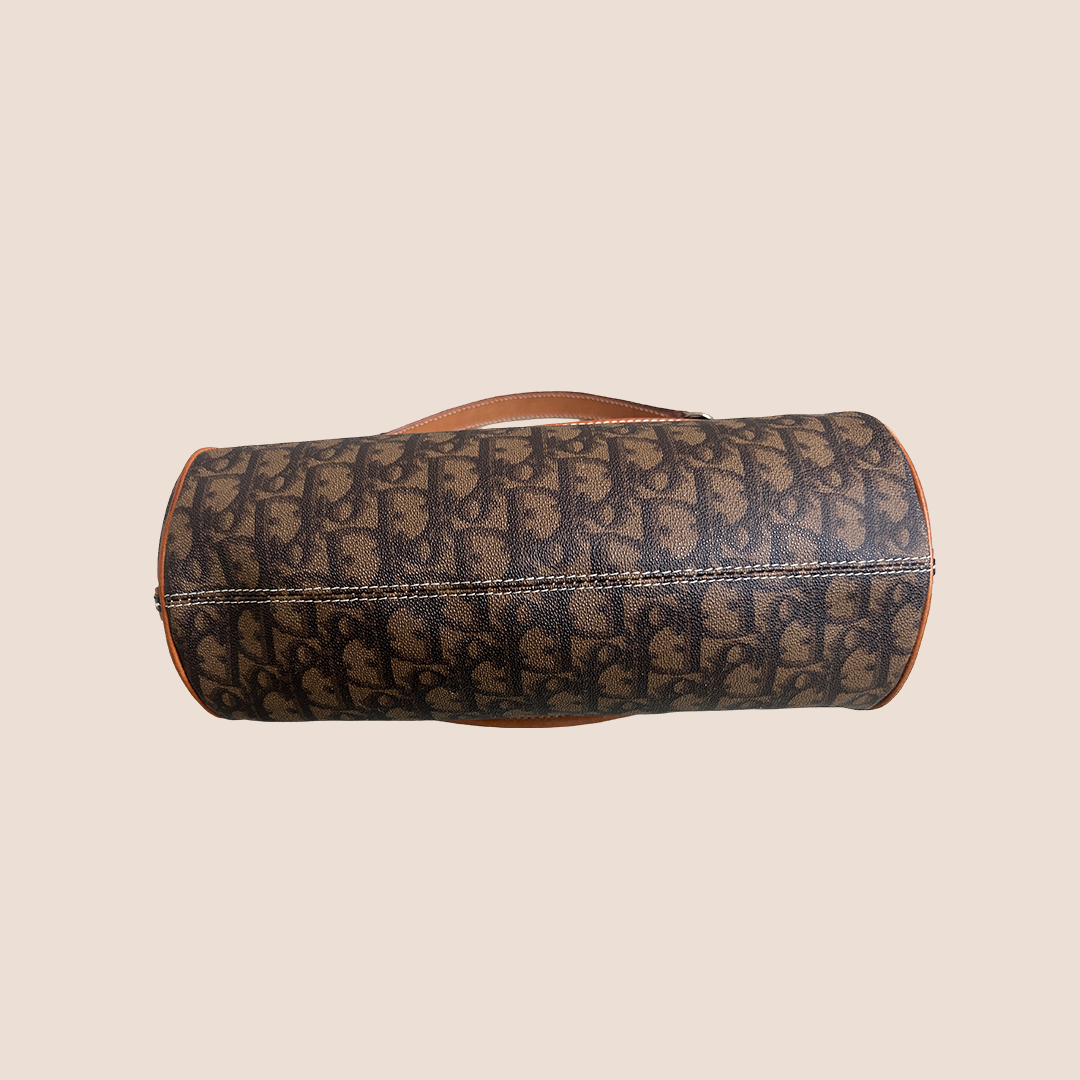 CHRISTIAN D1OR BROWN TROTTER ROMANTIQUE BAGUETTE BAG