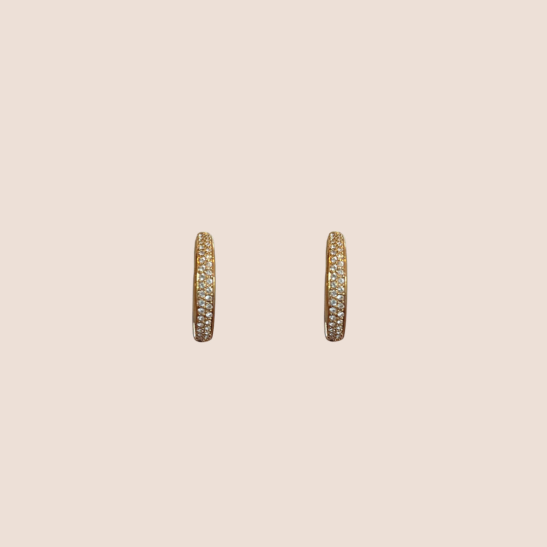 CHRISTIAN D1OR 2000s GOLD PAVÉ RHINESTONE HOOPS