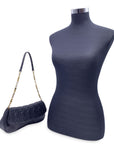 CHRISTIAN D1OR Black Perforated Leather Cannage Chain Shoulder Bag