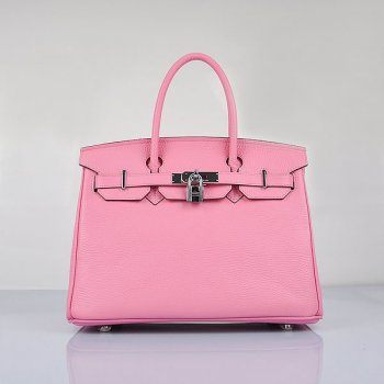 HMS Birkin 30cm Togo Leather Handbags Cherry Pink Silver