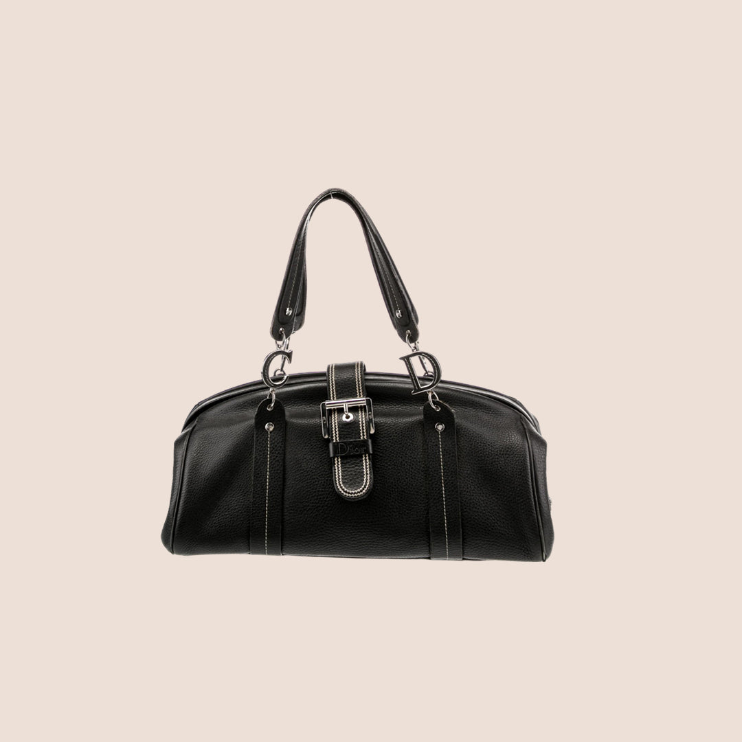 CHRISTIAN D1OR 2005 BLACK LEATHER FRAME BAG