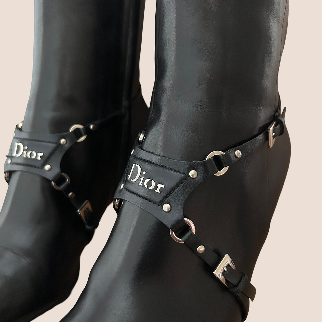 CHRISTIAN D1OR 2003 BLACK BONDAGE BOOTS