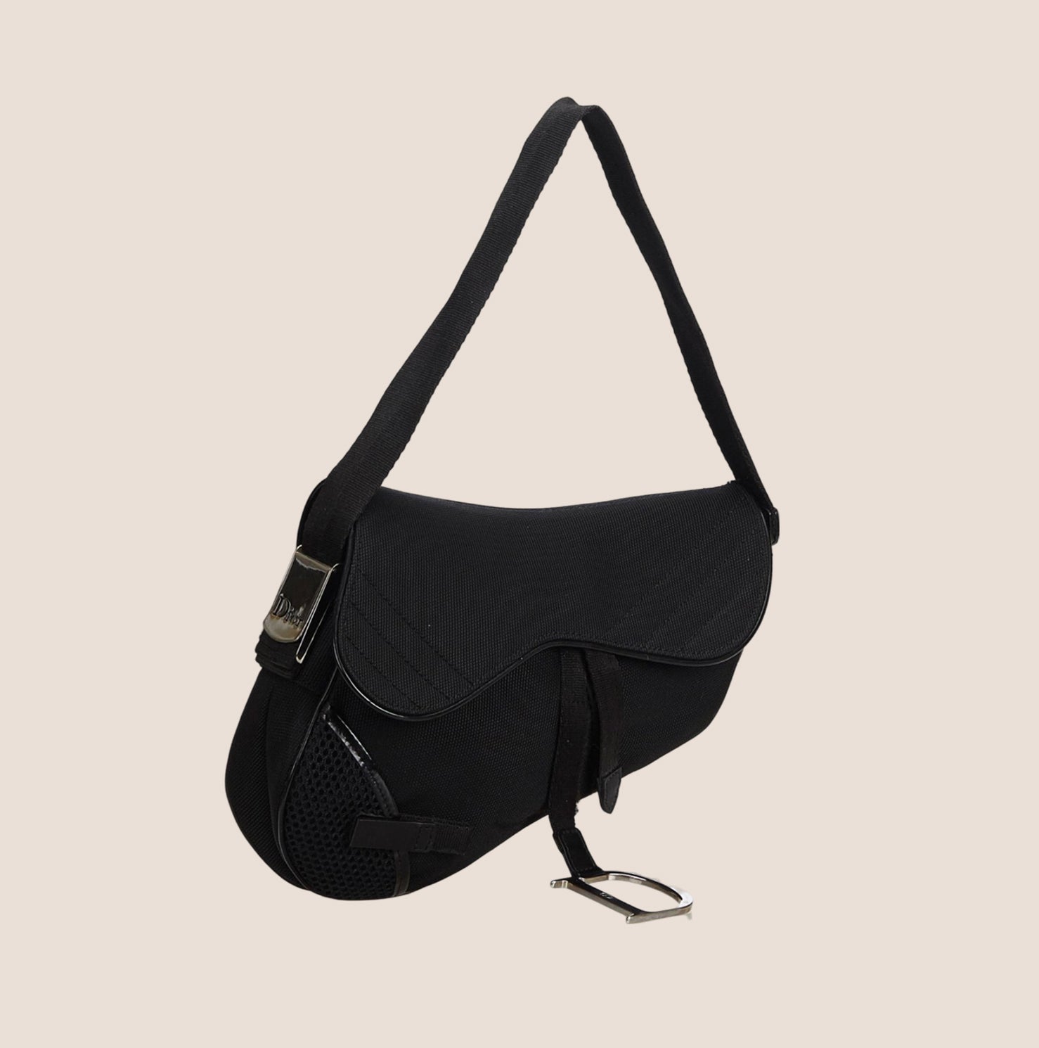 CHRISTIAN D1OR BLACK MESH SADDLE BAG