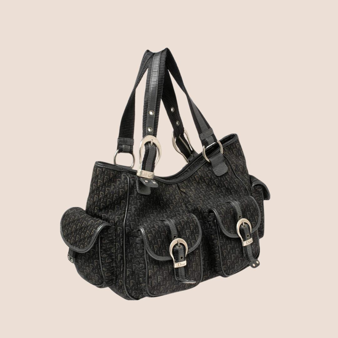 CHRISTIAN D1OR BLACK D1ORISSIMO STREET CHIC POCKET SATCHEL