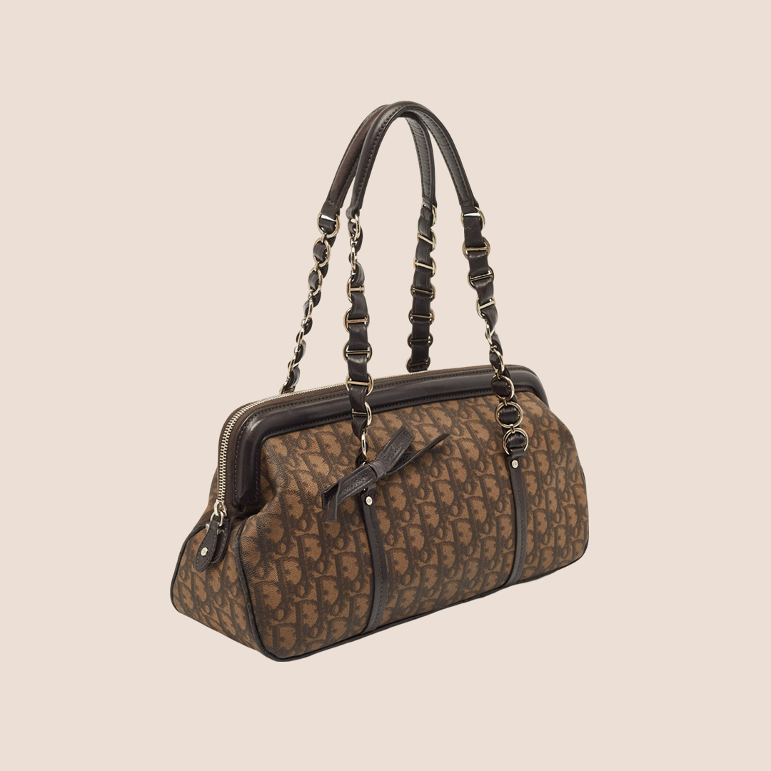 CHRISTIAN D1OR 2006 BROWN TROTTER ROMANTIQUE SHOULDER BAG