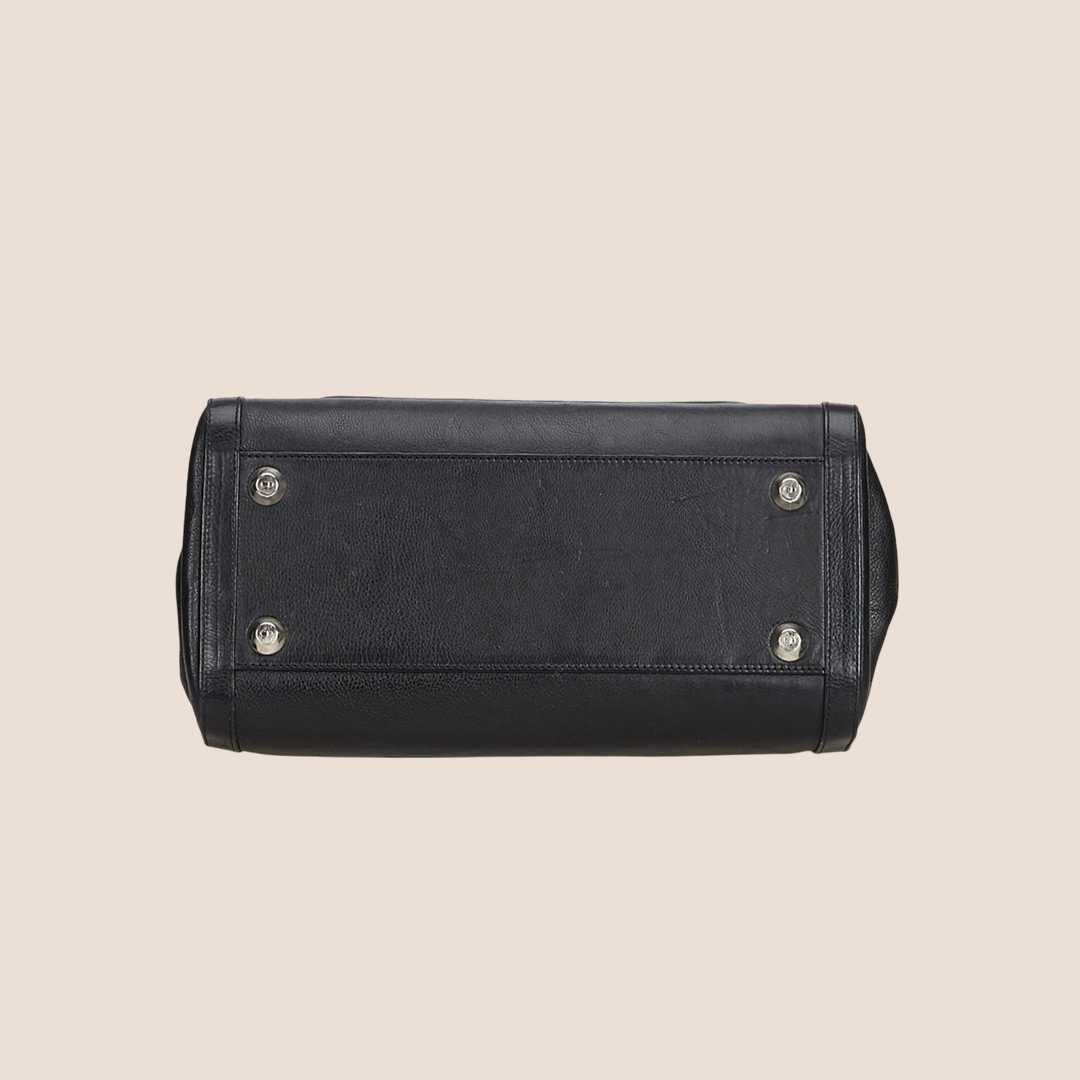 CHRISTIAN D1OR BLACK LEATHER FLIGHT TOTE BAG