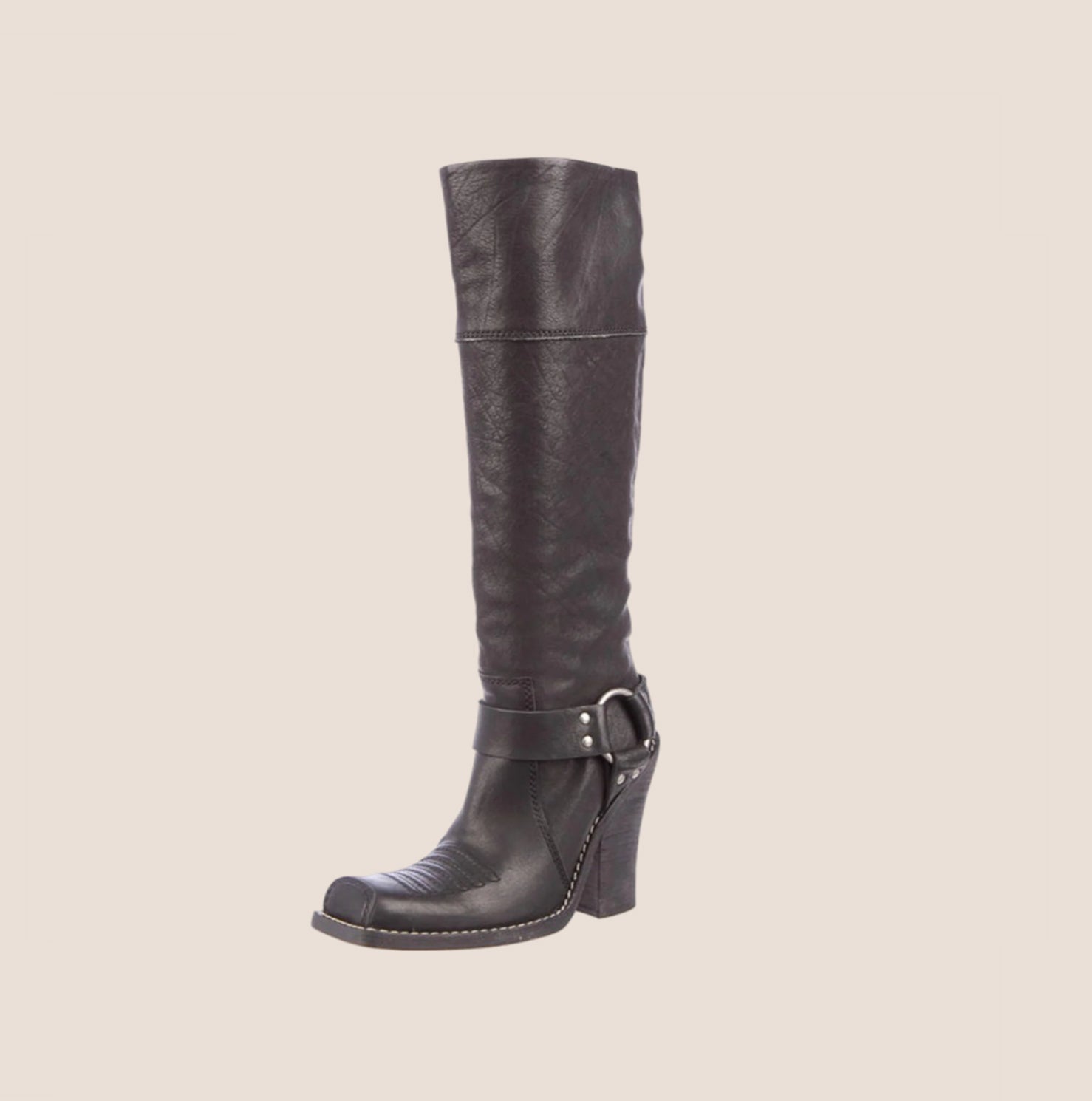 CHRISTIAN D1OR 2000 BLACK LEATHER HARNESS BOOTS