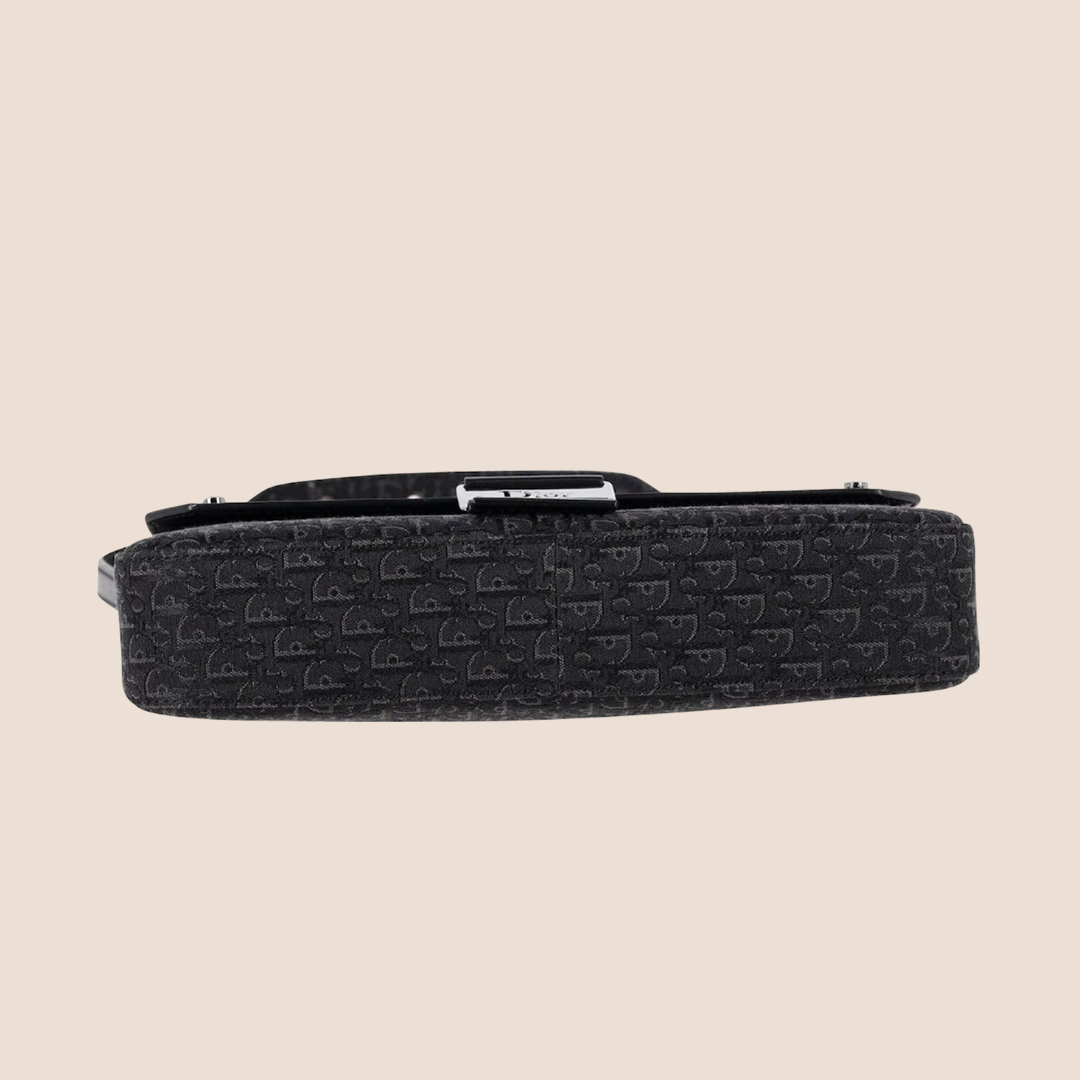 CHRISTIAN D1OR BLACK OBLIQUE CANVAS STREET CHIC SHOULDER BAG