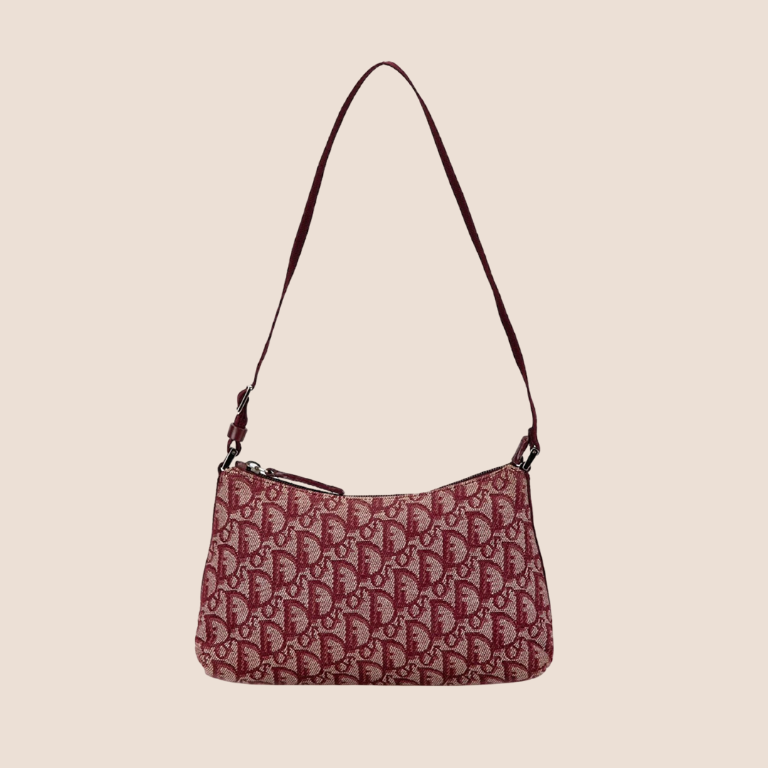 CHRISTIAN DIO BURGUNDY D1ORISSIMO TROTTER SHOULDER BAG