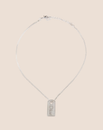 CHRISTIAN D1OR 2000s SILVER RHINESTONE DOG TAG NECKLACE