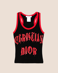 CHRISTIAN D1OR 2002 BLACK & RED GOTHIC LOGO TOP