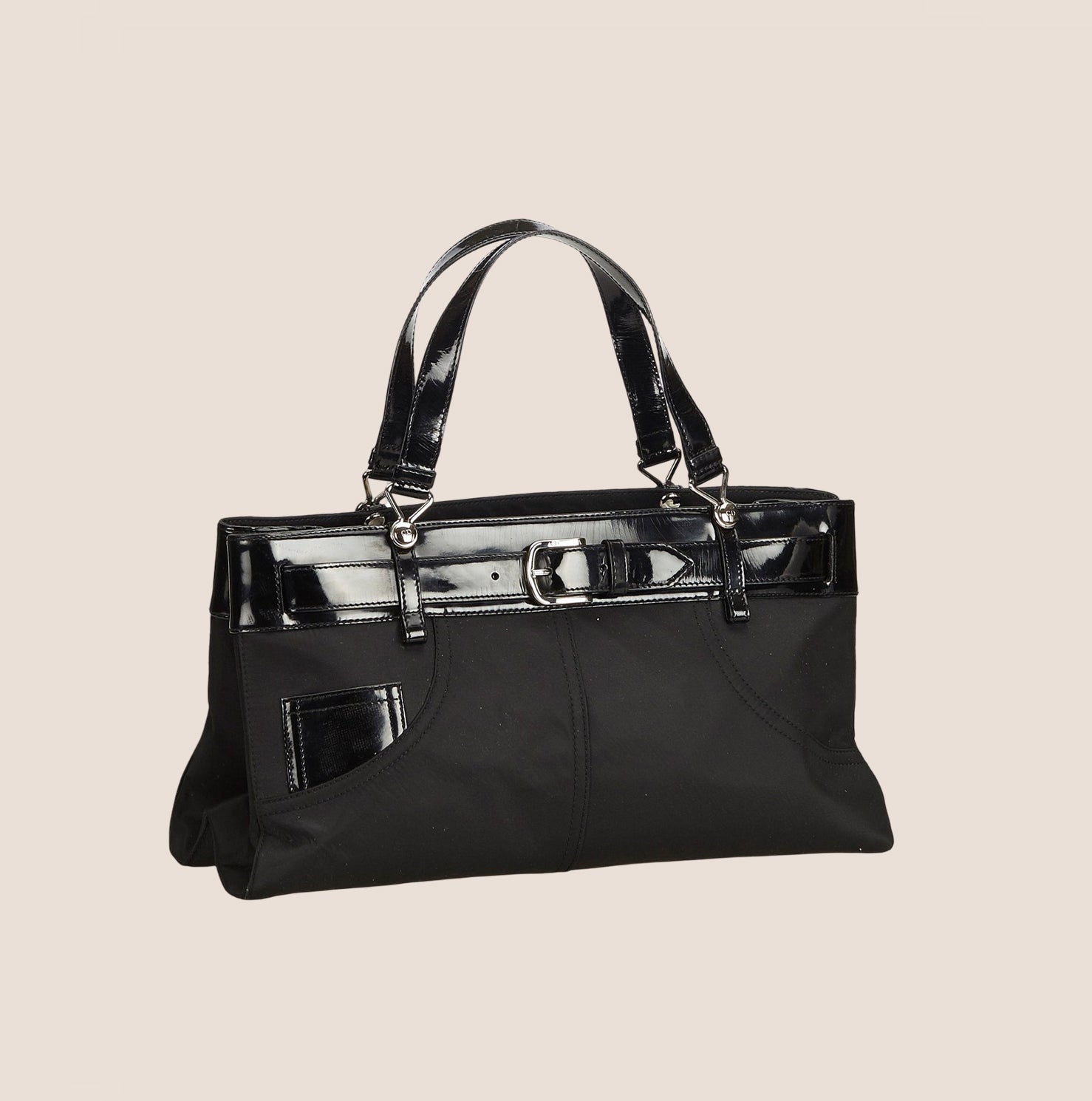 CHRISTIAN D1OR BLACK NYLON BELTED EVERYDAY BAG