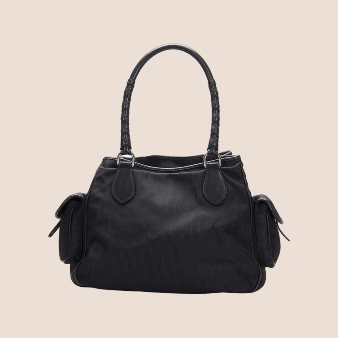 CHRISTIAN D1OR BLACK D1ORISSIMO CANVAS MULTIPOCKET CHARM BAG