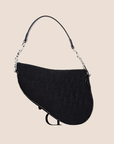 CHRISTIAN D1OR BLACK TROTTER CANVAS SADDLE BAG