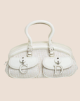 CHRISTIAN D1OR 2005 WHITE OBLIQUE CANVAS & LEATHER DETECTIVE BAG