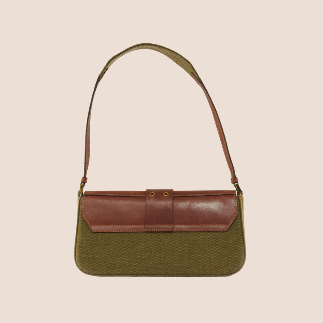 CHRISTIAN D1OR 2003 KHAKI BROWN LEATHER STREET CHIC SHOULDER BAG