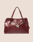 CHRISTIAN D1OR BURGUNDY LEATHER PIERCED HARDCORE TOTE BAG